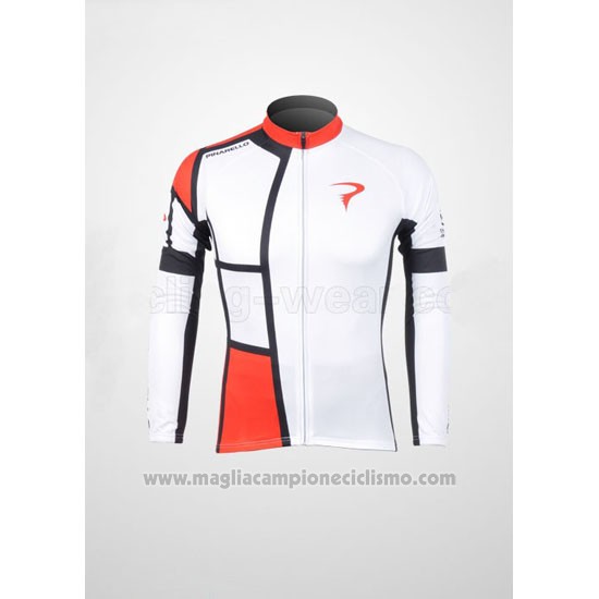 2012 Abbigliamento Ciclismo Pinarello Rosso e Bianco Manica Lunga e Salopette
