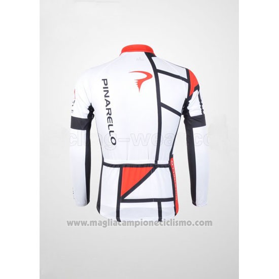 2012 Abbigliamento Ciclismo Pinarello Rosso e Bianco Manica Lunga e Salopette