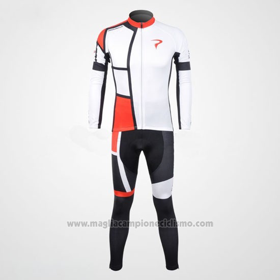 2012 Abbigliamento Ciclismo Pinarello Rosso e Bianco Manica Lunga e Salopette