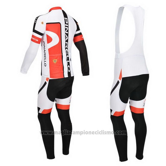 2013 Abbigliamento Ciclismo Pinarello Nero e Rosso Manica Lunga e Salopette