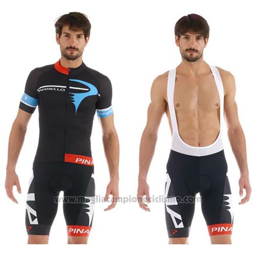 2015 Abbigliamento Ciclismo Pinarello Nero e Celeste Manica Corta e Salopette