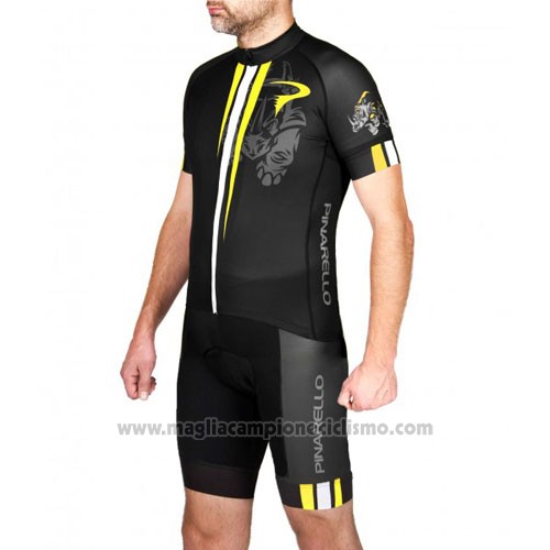 2016 Abbigliamento Ciclismo Pinarello Giallo e Nero Manica Corta e Salopette