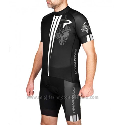 2016 Abbigliamento Ciclismo Pinarello Nero e Bianco Manica Corta e Salopette