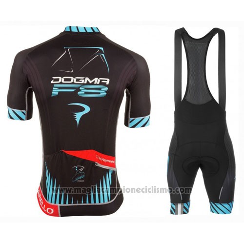 2016 Abbigliamento Ciclismo Pinarello Nero e Blu Manica Corta e Salopette