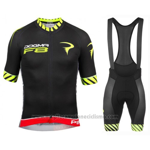 2016 Abbigliamento Ciclismo Pinarello Nero e Giallo Manica Corta e Salopette