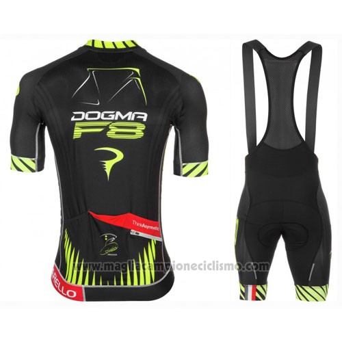 2016 Abbigliamento Ciclismo Pinarello Nero e Giallo Manica Corta e Salopette