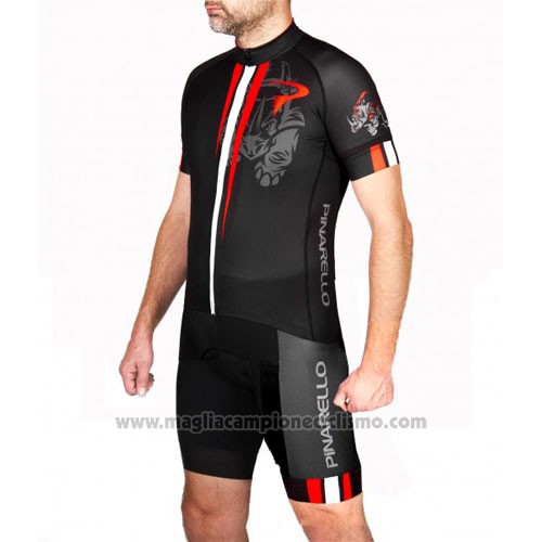 2016 Abbigliamento Ciclismo Pinarello Rosso e Nero Manica Corta e Salopette