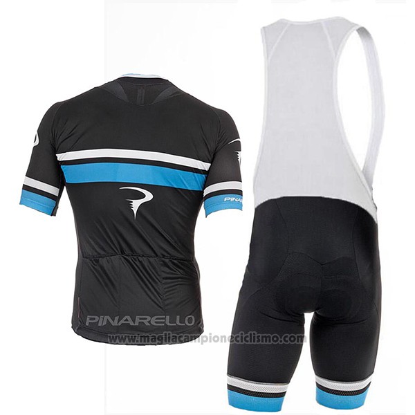 2017 Abbigliamento Ciclismo Pinarello Nero e Blu Manica Corta e Salopette