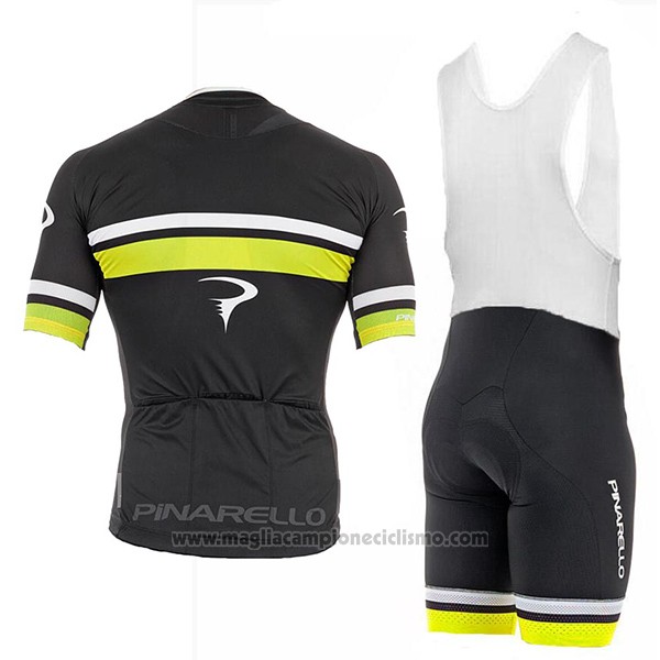 2017 Abbigliamento Ciclismo Pinarello Nero e Giallo Manica Corta e Salopette