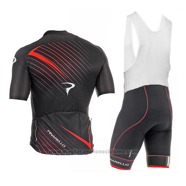 2017 Abbigliamento Ciclismo Pinarello Nero e Rosso Manica Corta e Salopette