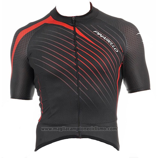 2017 Abbigliamento Ciclismo Pinarello Nero e Rosso Manica Corta e Salopette