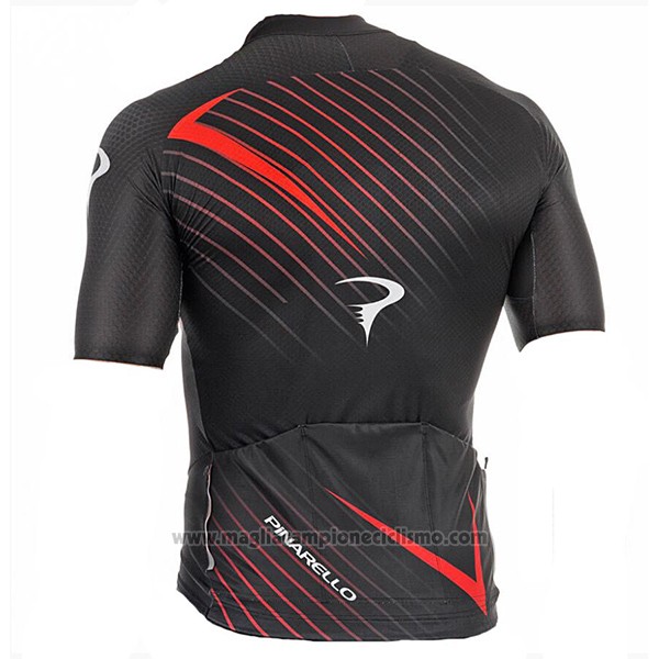 2017 Abbigliamento Ciclismo Pinarello Nero e Rosso Manica Corta e Salopette