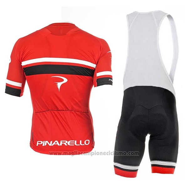 2017 Abbigliamento Ciclismo Pinarello Rosso Manica Corta e Salopette