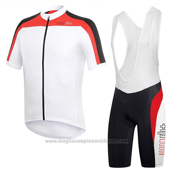 2017 Abbigliamento Ciclismo RH+ Bianco e Rosso Manica Corta e Salopette