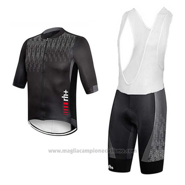 2017 Abbigliamento Ciclismo RH+ Grigio e Nero Manica Corta e Salopette