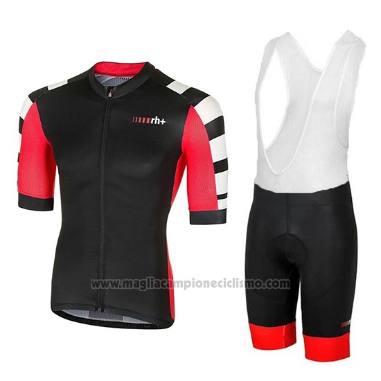 2018 Abbigliamento Ciclismo RH+ Stratos Nero Rosso Manica Corta e Salopette