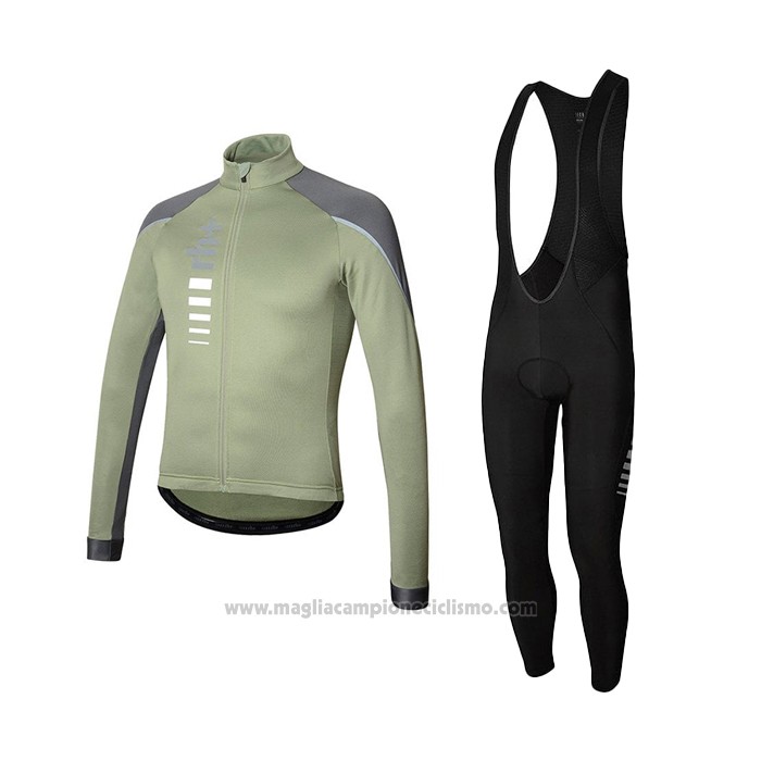 2021 Abbigliamento Ciclismo RH+ Grigio Verde Manica Lunga e Salopette(2)