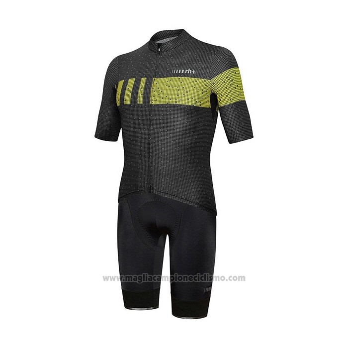 2021 Abbigliamento Ciclismo RH+ Nero Giallo Manica Corta e Salopette