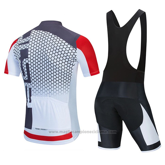 2021 Abbigliamento Ciclismo Ralph Bianco Rosso Manica Corta e Salopette