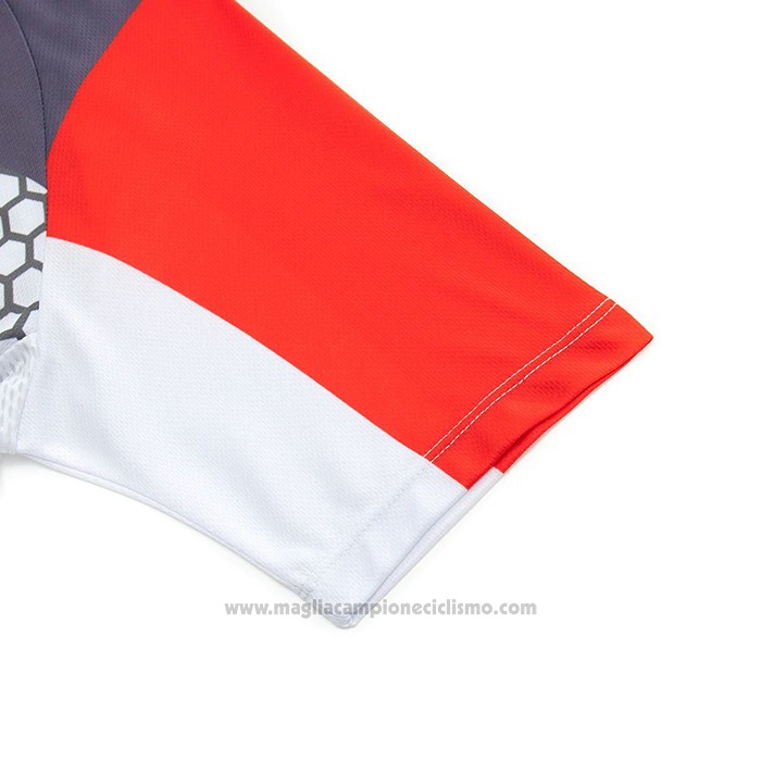 2021 Abbigliamento Ciclismo Ralph Bianco Rosso Manica Corta e Salopette
