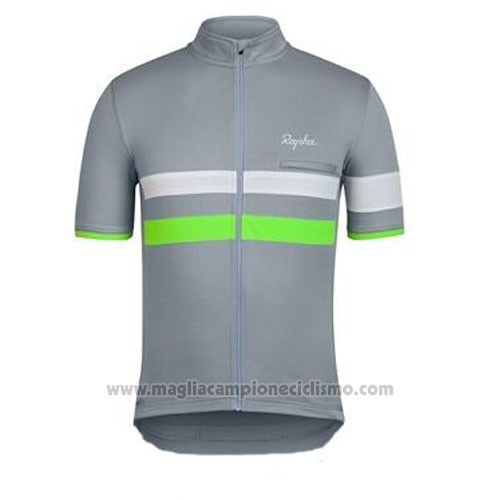 2015 Abbigliamento Ciclismo Rapha Grigio e Verde Manica Corta e Salopette