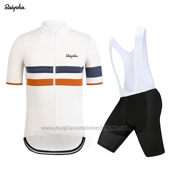 2019 Abbigliamento Ciclismo Rapha Bianco Arancione Manica Corta e Salopette