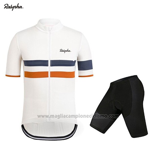 2019 Abbigliamento Ciclismo Rapha Bianco Arancione Manica Corta e Salopette