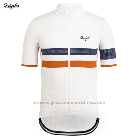 2019 Abbigliamento Ciclismo Rapha Bianco Arancione Manica Corta e Salopette