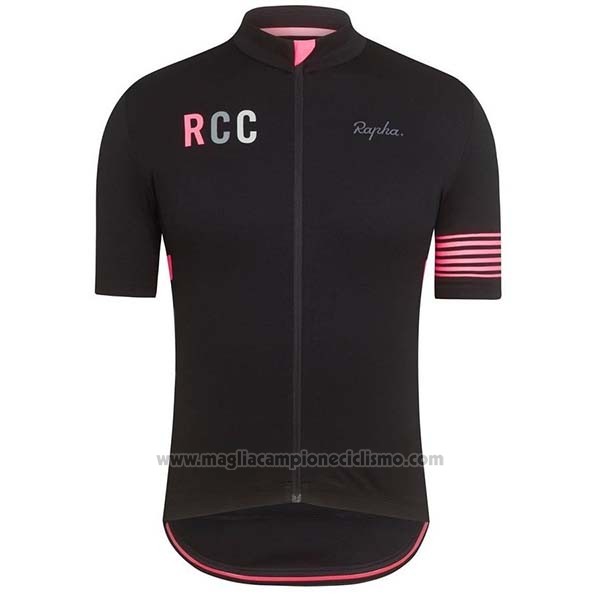 2019 Abbigliamento Ciclismo Rapha Nero Rosa Manica Corta e Salopette