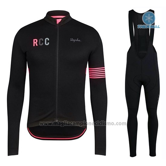 2019 Abbigliamento Ciclismo Rapha Nero Rosa Manica Lunga e Salopette