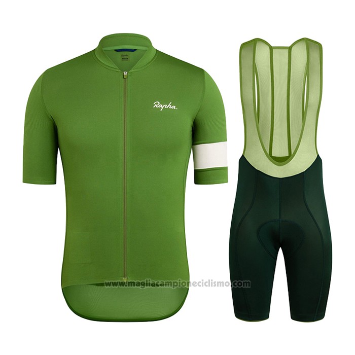 2021 Abbigliamento Ciclismo Rapha Verde Manica Corta e Salopette