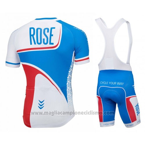 2016 Abbigliamento Ciclismo Rose Bianco e Blu Manica Corta e Salopette