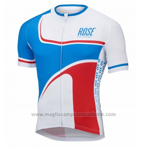 2016 Abbigliamento Ciclismo Rose Bianco e Blu Manica Corta e Salopette