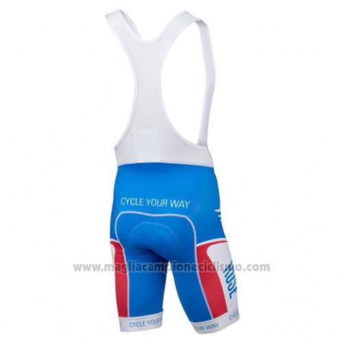 2016 Abbigliamento Ciclismo Rose Bianco e Blu Manica Corta e Salopette