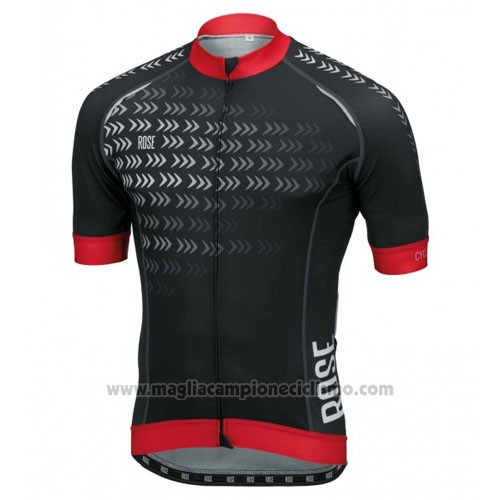 2016 Abbigliamento Ciclismo Rose Nero e Rosso Manica Corta e Salopette