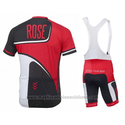 2016 Abbigliamento Ciclismo Rose Rosso e Nero Manica Corta e Salopette