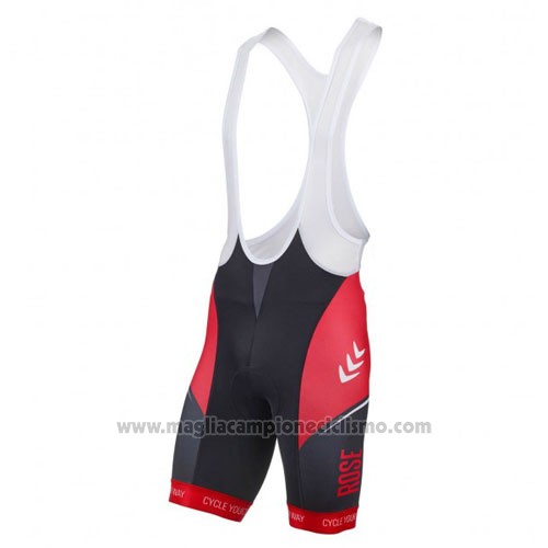 2016 Abbigliamento Ciclismo Rose Rosso e Nero Manica Corta e Salopette