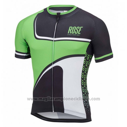 2016 Abbigliamento Ciclismo Rose Verde e Nero Manica Corta e Salopette