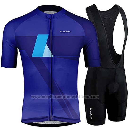 2019 Abbigliamento Ciclismo Runchita Celeste Blu Manica Corta e Salopette