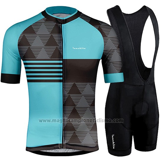 2019 Abbigliamento Ciclismo Runchita Celeste Grigio Manica Corta e Salopette