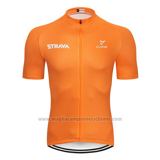 2019 Abbigliamento Ciclismo STRAVA Arancione Bianco Manica Corta e Salopette