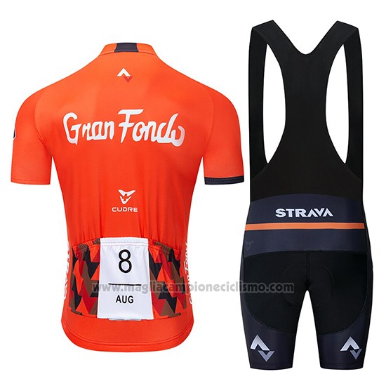 2019 Abbigliamento Ciclismo STRAVA Arancione Manica Corta e Salopette