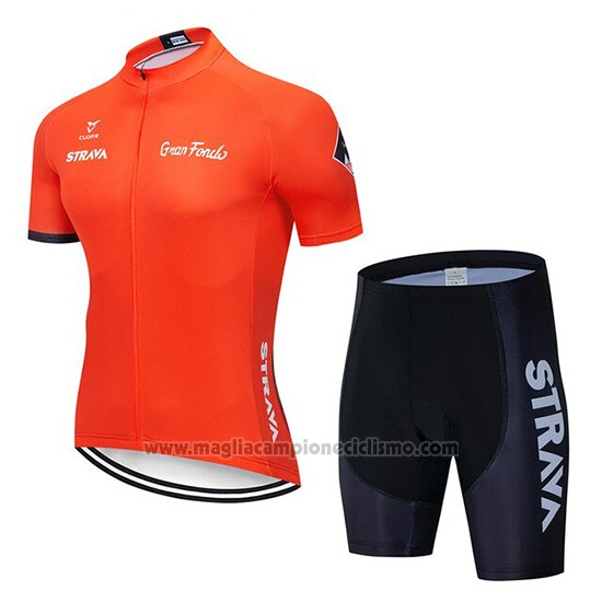 2019 Abbigliamento Ciclismo STRAVA Arancione Manica Corta e Salopette