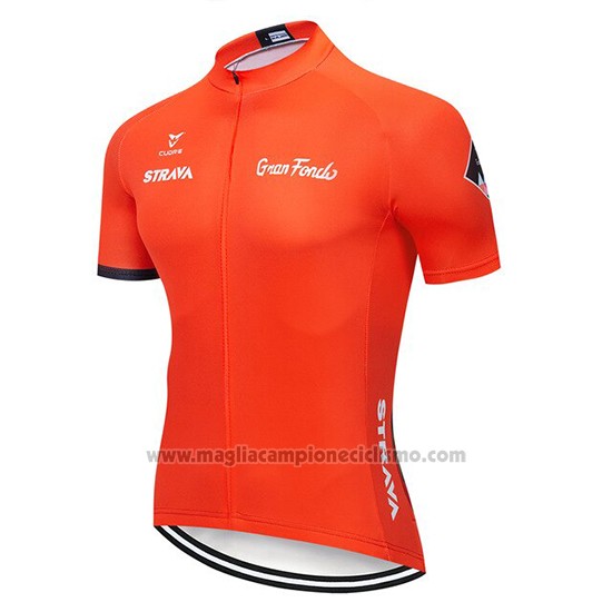 2019 Abbigliamento Ciclismo STRAVA Arancione Manica Corta e Salopette
