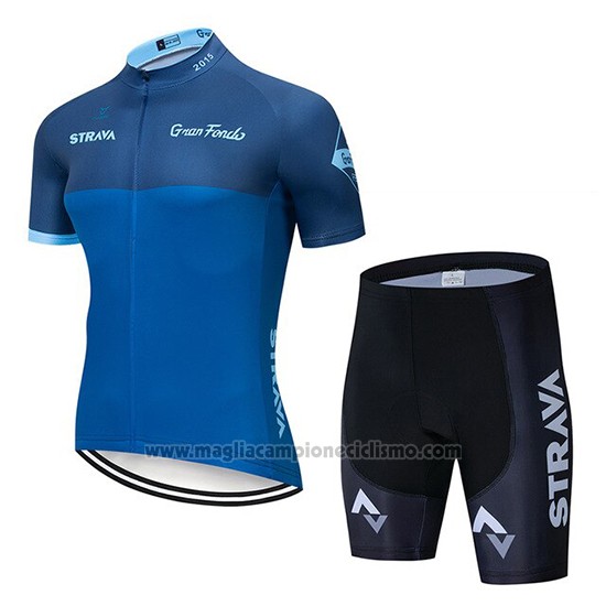 2019 Abbigliamento Ciclismo STRAVA Blu Manica Corta e Salopette