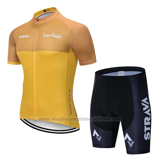2019 Abbigliamento Ciclismo STRAVA Giallo Manica Corta e Salopette