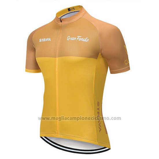 2019 Abbigliamento Ciclismo STRAVA Giallo Manica Corta e Salopette