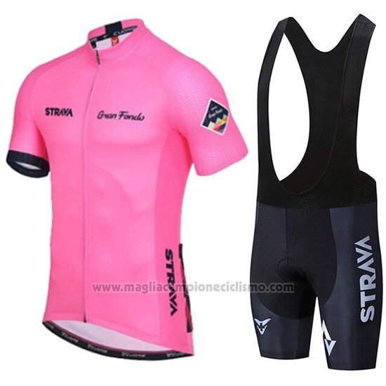 2019 Abbigliamento Ciclismo STRAVA Rosa Manica Corta e Salopette