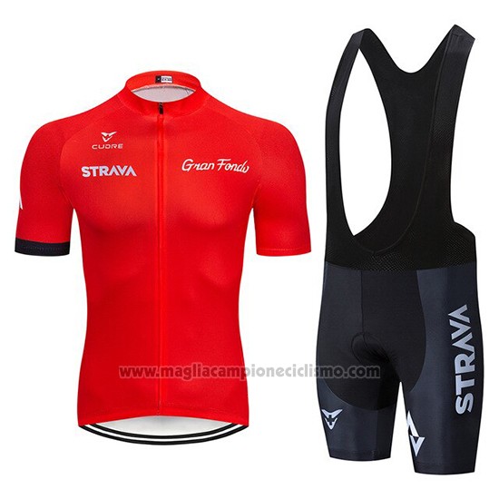 2019 Abbigliamento Ciclismo STRAVA Rosso Manica Corta e Salopette