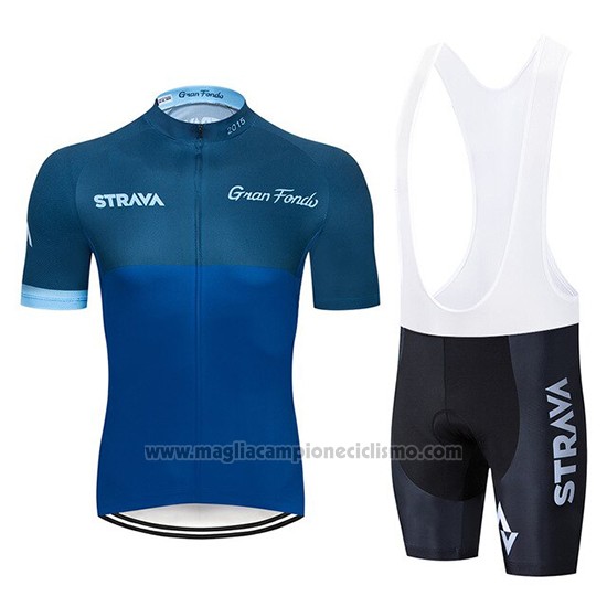 2019 Abbigliamento Ciclismo STRAVA Spento Blu Manica Corta e Salopette